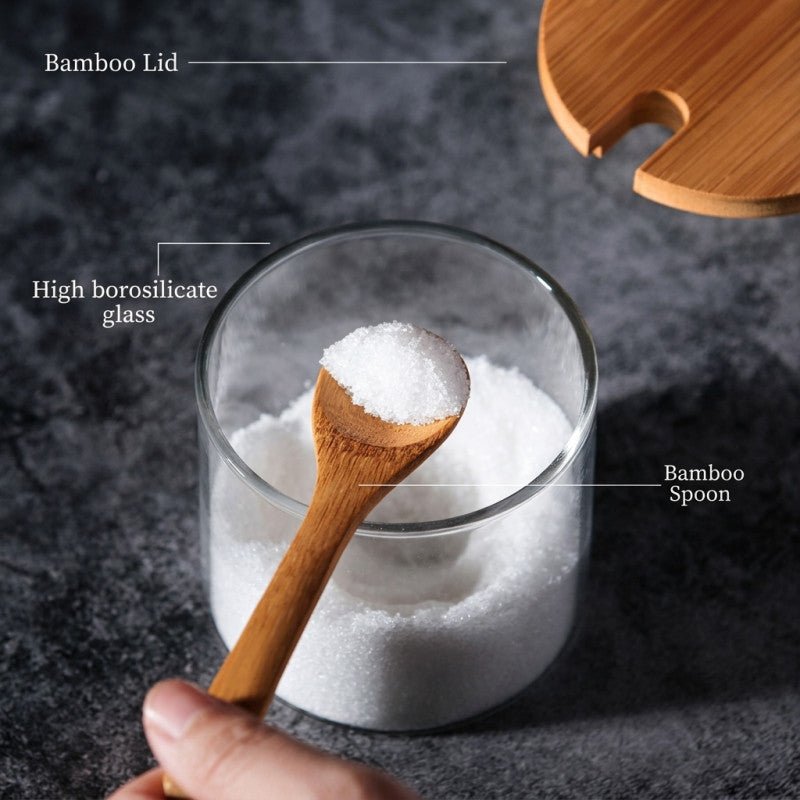 3 Piece Glass Spice Jar Set with Spoons - Homazing
