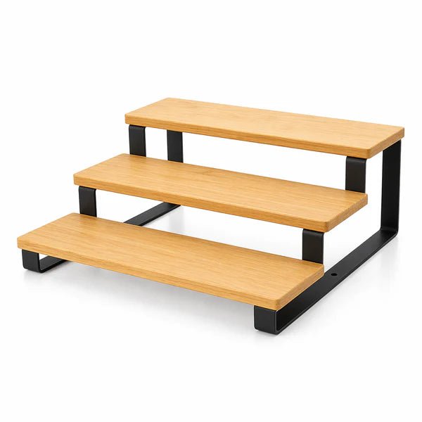 3 Tier Bamboo Organizer Shelf with Metal Base - Homazing