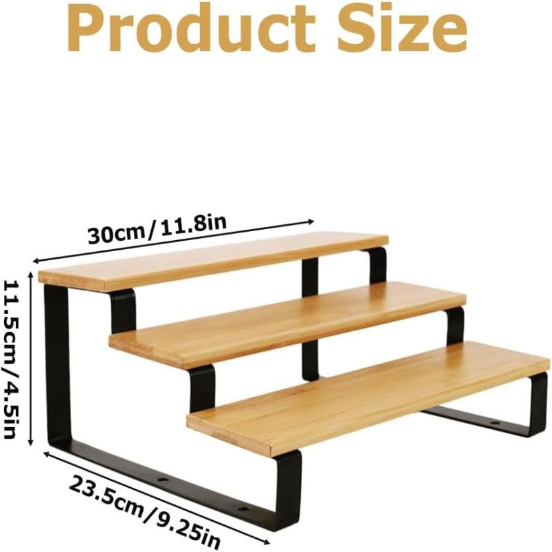 3 Tier Bamboo Organizer Shelf with Metal Base - Homazing