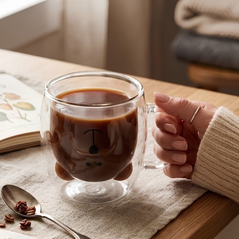 300ml Bear Shape Double Layer Glass Mug - Homazing