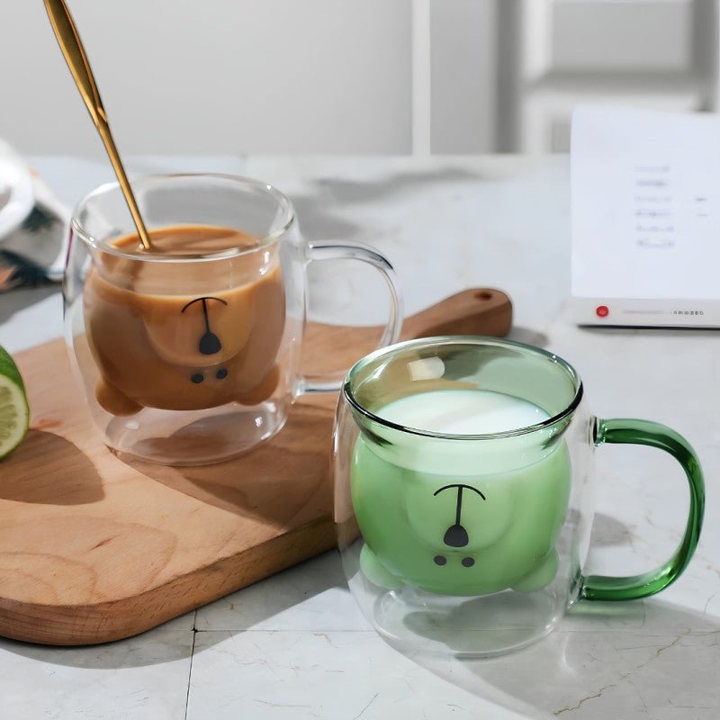 300ml Bear Shape Double Layer Glass Mug - Homazing