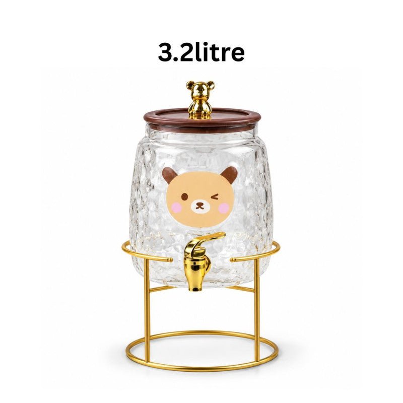 3.2L Glass Water Dispenser with Golden Metal Stand - Homazing