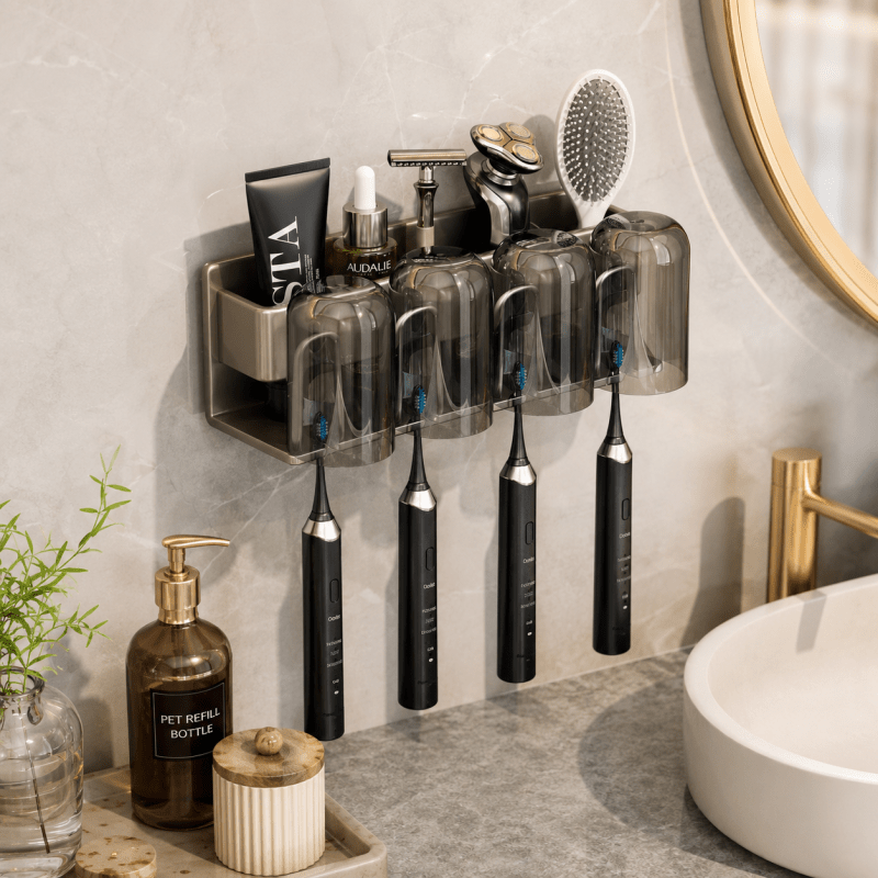 4 in 1 Toothbrush Holder & Tumbler Set Multifunctional Bathroom Organizer - Homazing