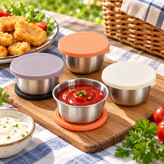 4 Pcs Mini Sauce Containers 50 ML - Stainless Steel - Homazing