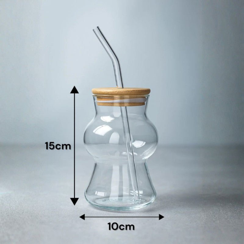 400ML Glass Straw Cup Reusable Drinking Glass with Straw - Homazing
