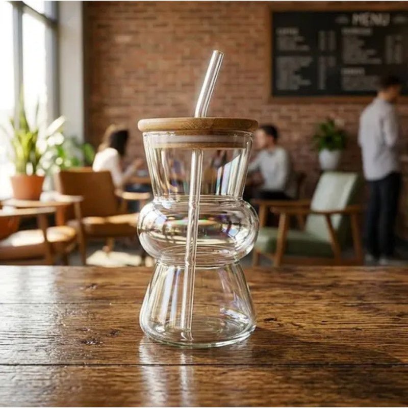 400ML Glass Straw Cup Reusable Drinking Glass with Straw - Homazing