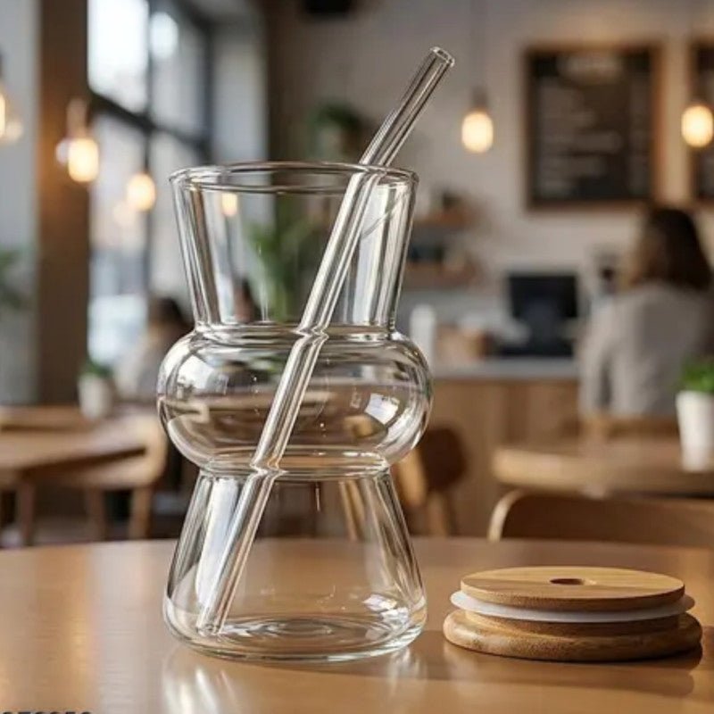 400ML Glass Straw Cup Reusable Drinking Glass with Straw - Homazing
