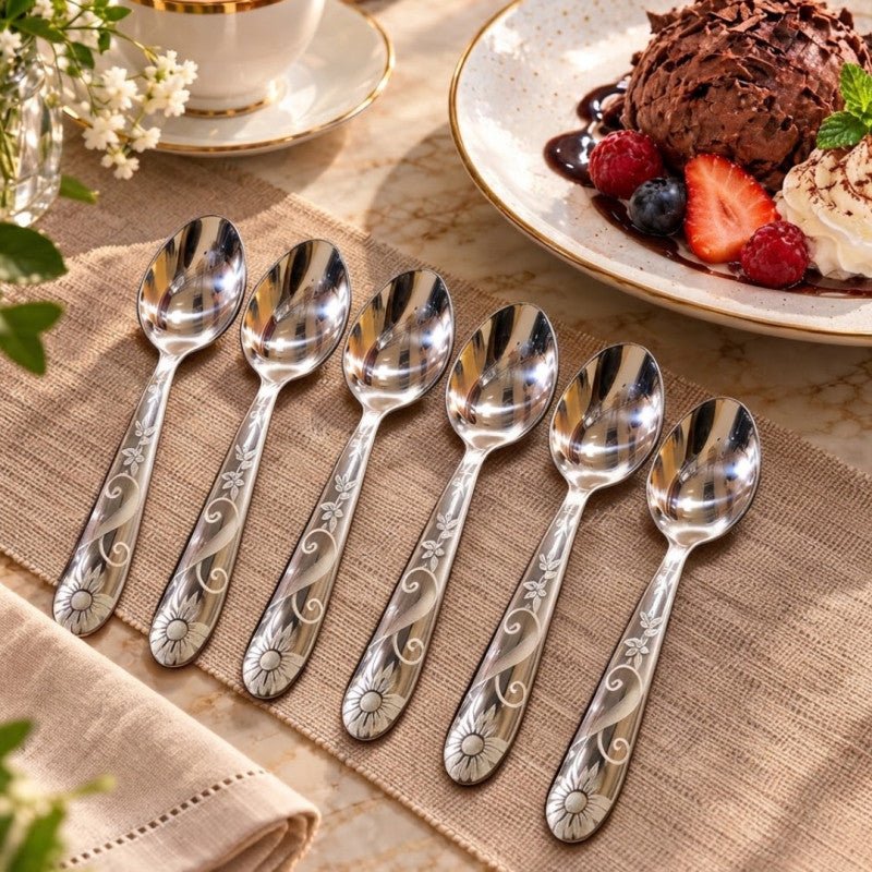 6 Piece Premium Stainless Steel Dessert Spoon Set - Homazing