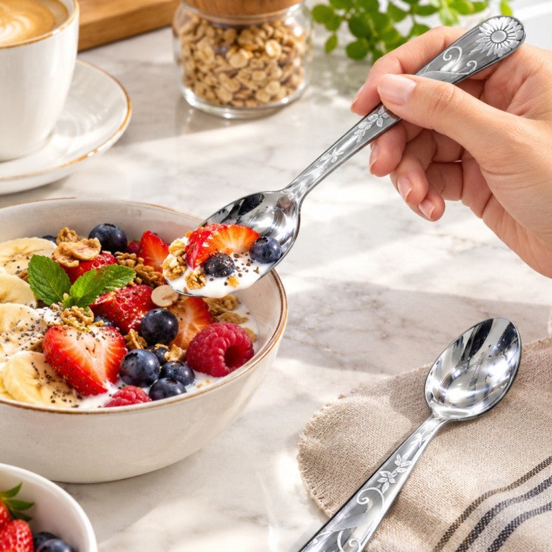6 Piece Premium Stainless Steel Dessert Spoon Set - Homazing