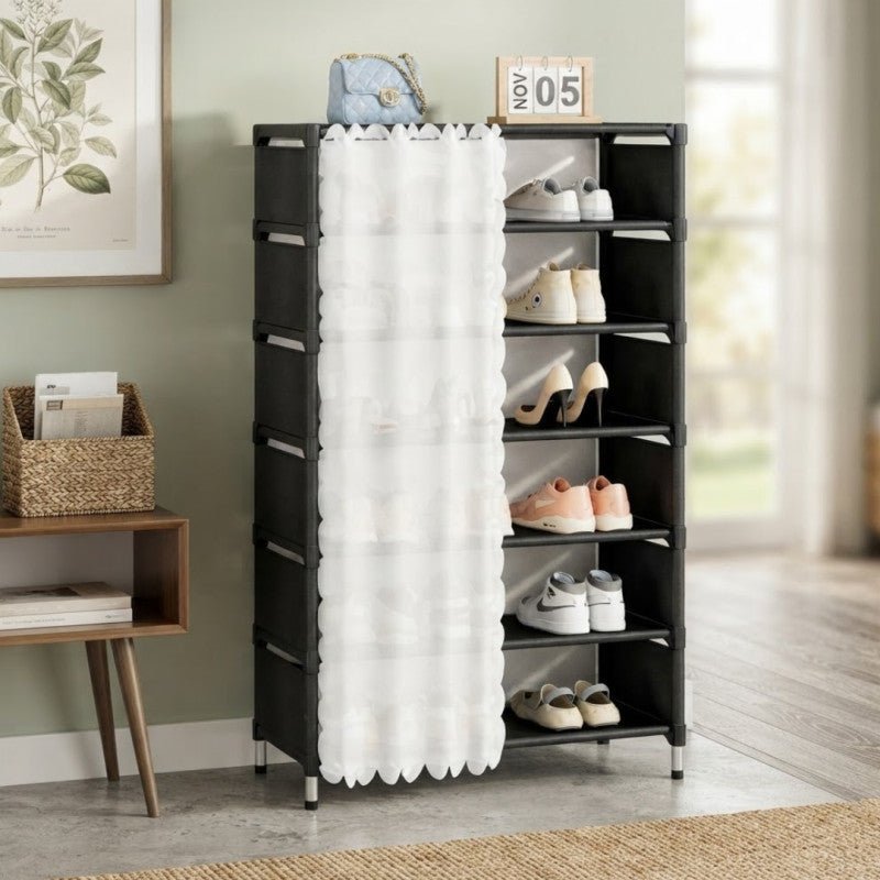 7 Layer Shoe Rack With Curtain - Homazing