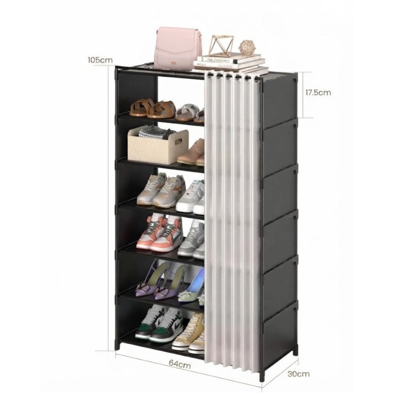 7 Layer Shoe Rack With Curtain - Homazing