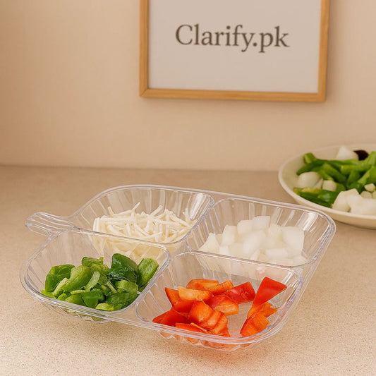 4 Section Acrylic Serving Plate With Handle
