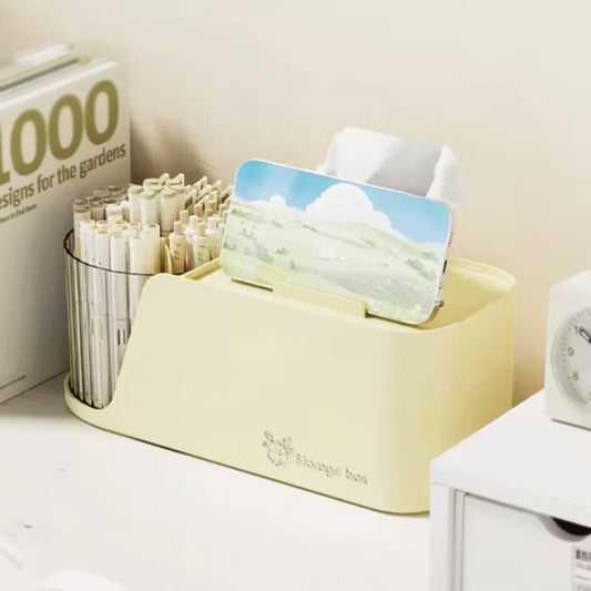 Multifunctional Rotating Pen Holder With Tissue Box