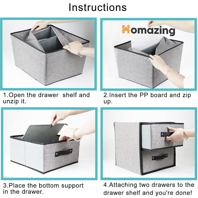 2 Drawer Fabric Storage Box Organizer