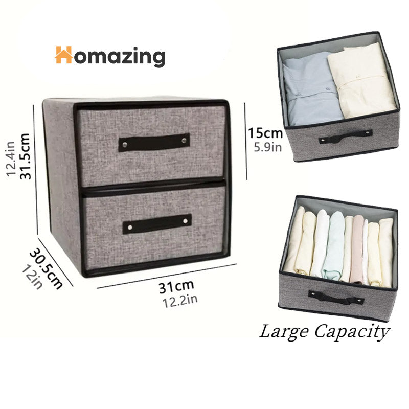 2 Drawer Fabric Storage Box Organizer