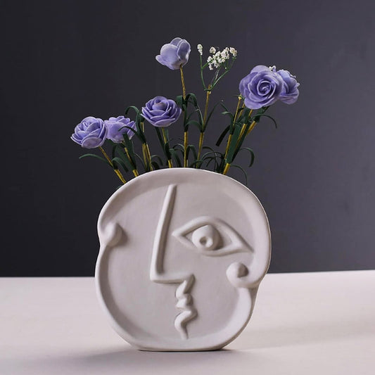 Plain Abstract Face Vase-Single Face