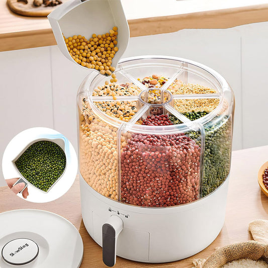 6 Grid Grain Storage Container Dispenser Rotatable