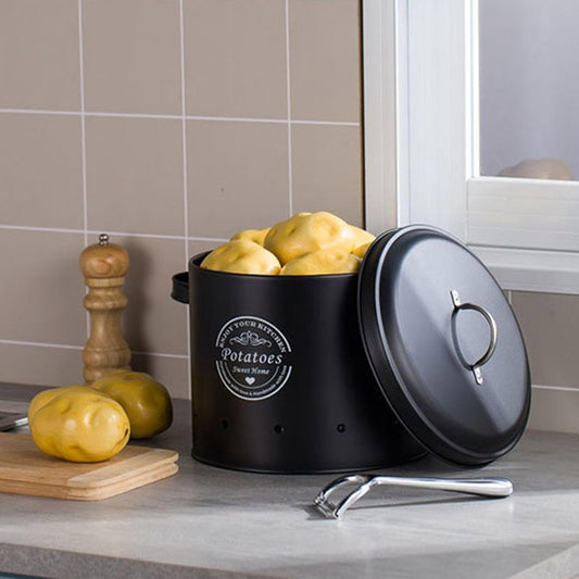 Black Metal Vegetable Storage Canister Set (3PCS Set)