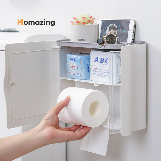 Wall-Mounted Toilet Paper Shelf Tissue Box
