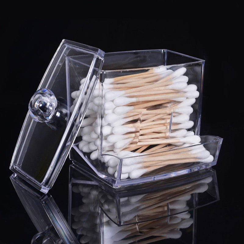 Acrylic Cotton Swab Organizer Box Transparent Cosmetic Storage - Homazing