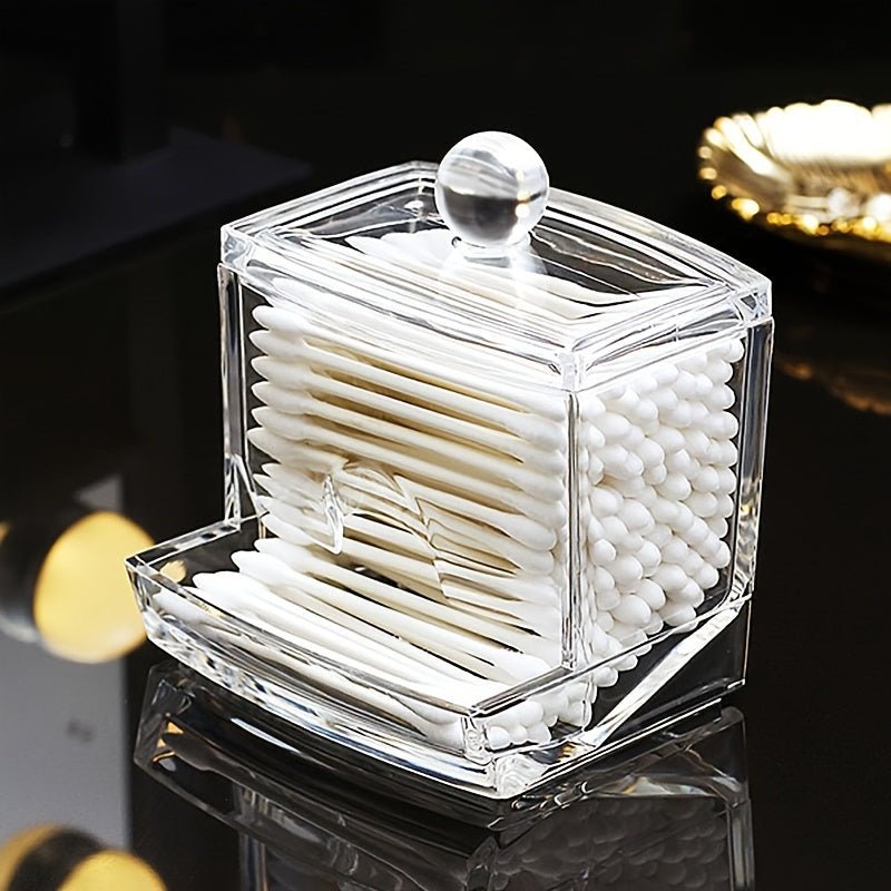 Acrylic Cotton Swab Organizer Box Transparent Cosmetic Storage - Homazing