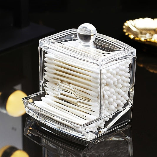Acrylic Cotton Swab Organizer Box Transparent Cosmetic Storage - Homazing