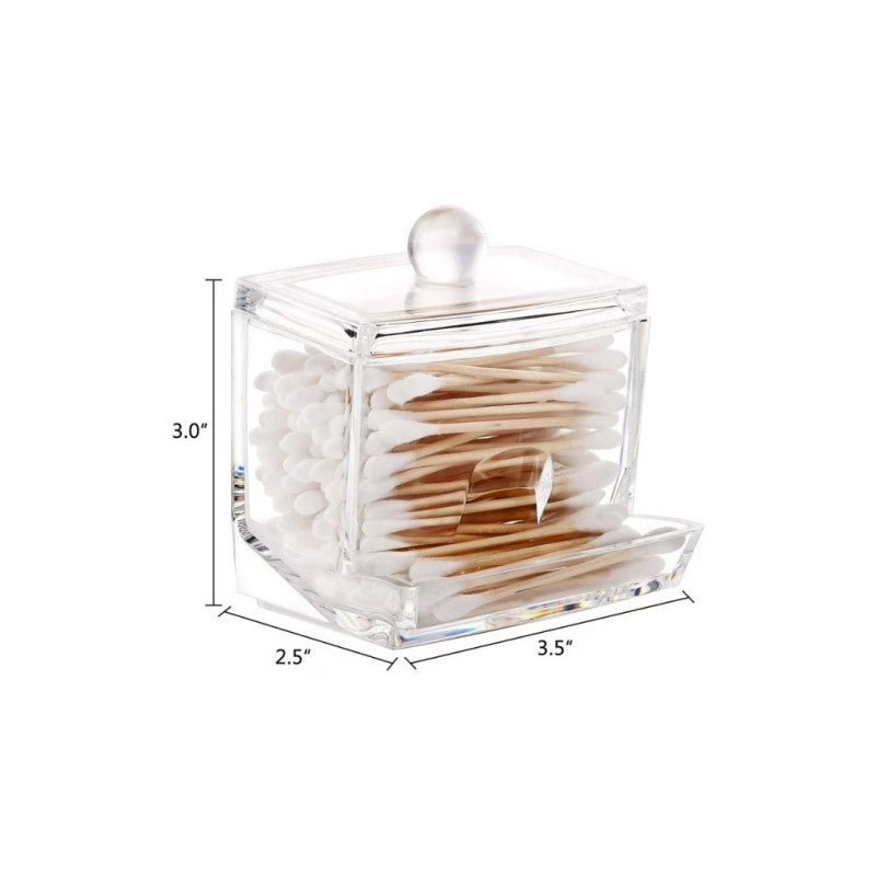Acrylic Cotton Swab Organizer Box Transparent Cosmetic Storage - Homazing