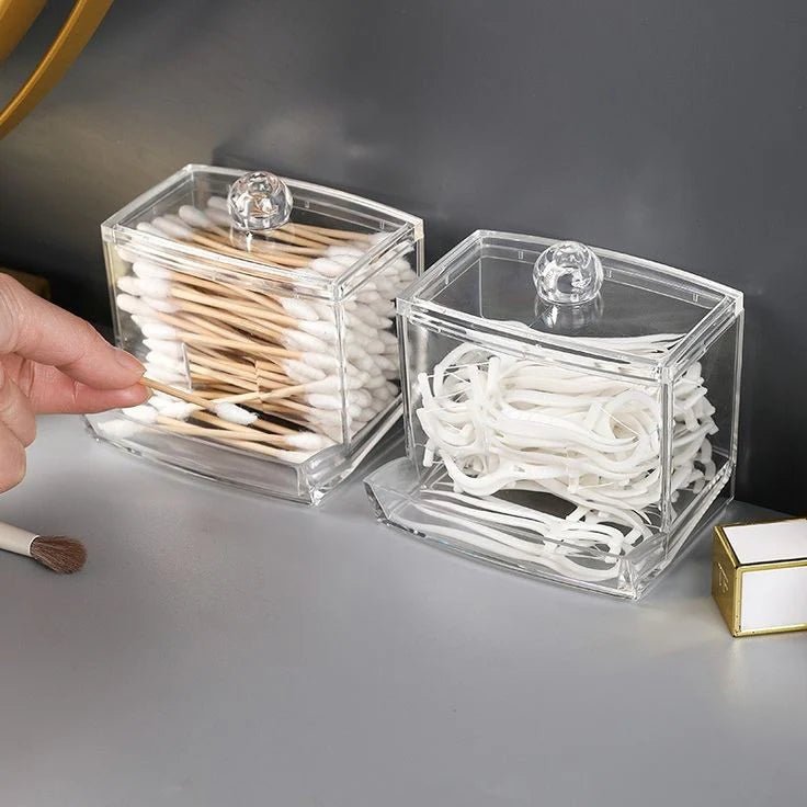 Acrylic Cotton Swab Organizer Box Transparent Cosmetic Storage - Homazing