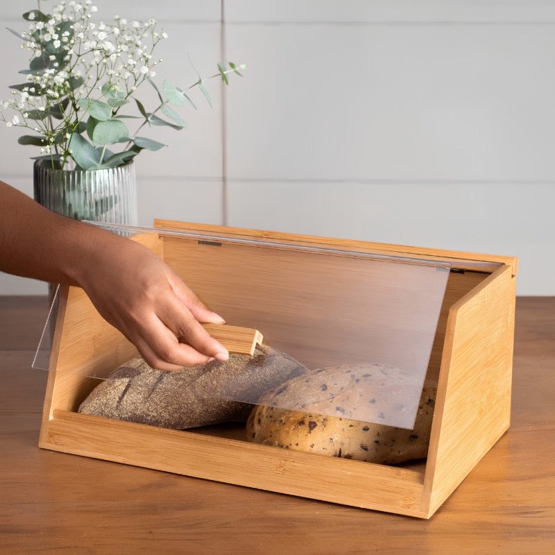 Bamboo Bread Box with Acrylic Lid - Homazing