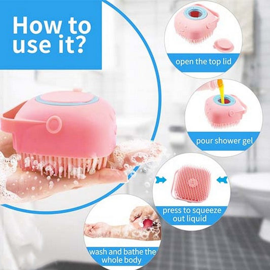 Silicone Soft Bath Body Brush with Shampoo Dispenser