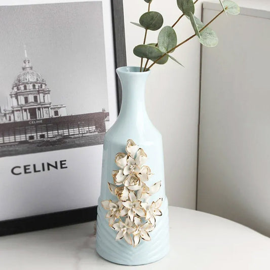 Blue Dress Ceramic Flower Vase