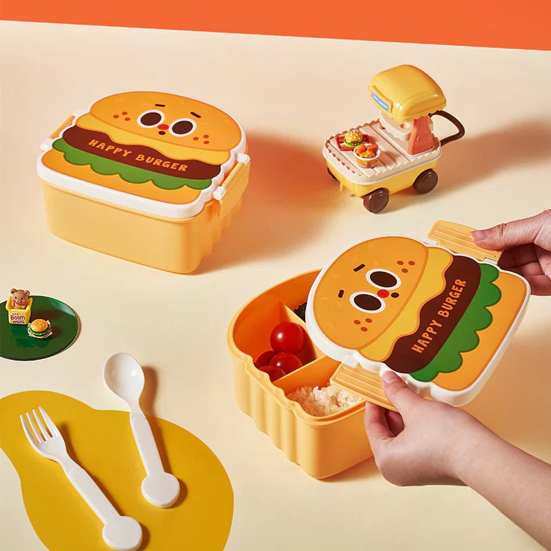 Burger Kids Lunch Box With 3 Compartments - Homazing