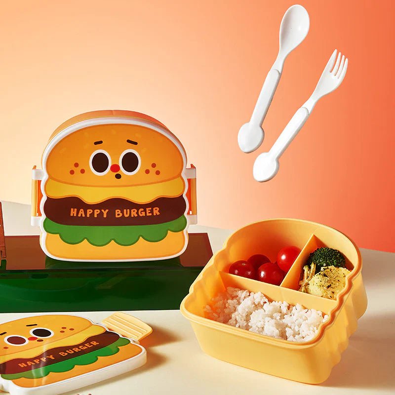 Burger Kids Lunch Box With 3 Compartments - Homazing