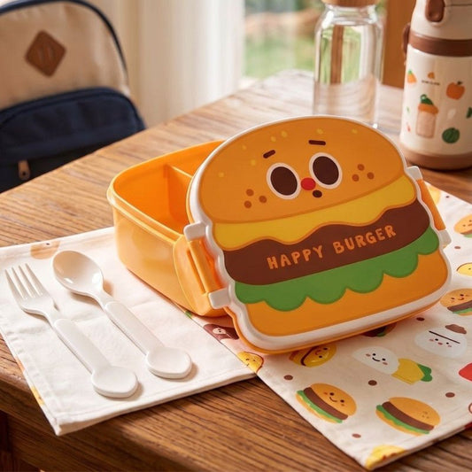 Burger Kids Lunch Box With 3 Compartments - Homazing