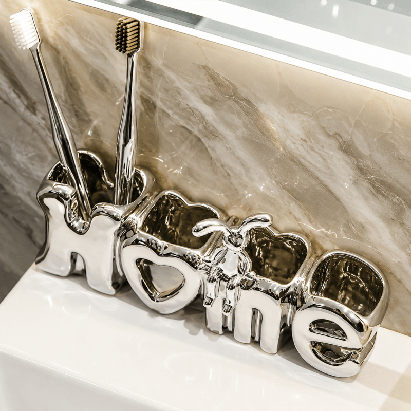 Ceramic Toothbrush Holder Elegant Bathroom Organizer - Homazing