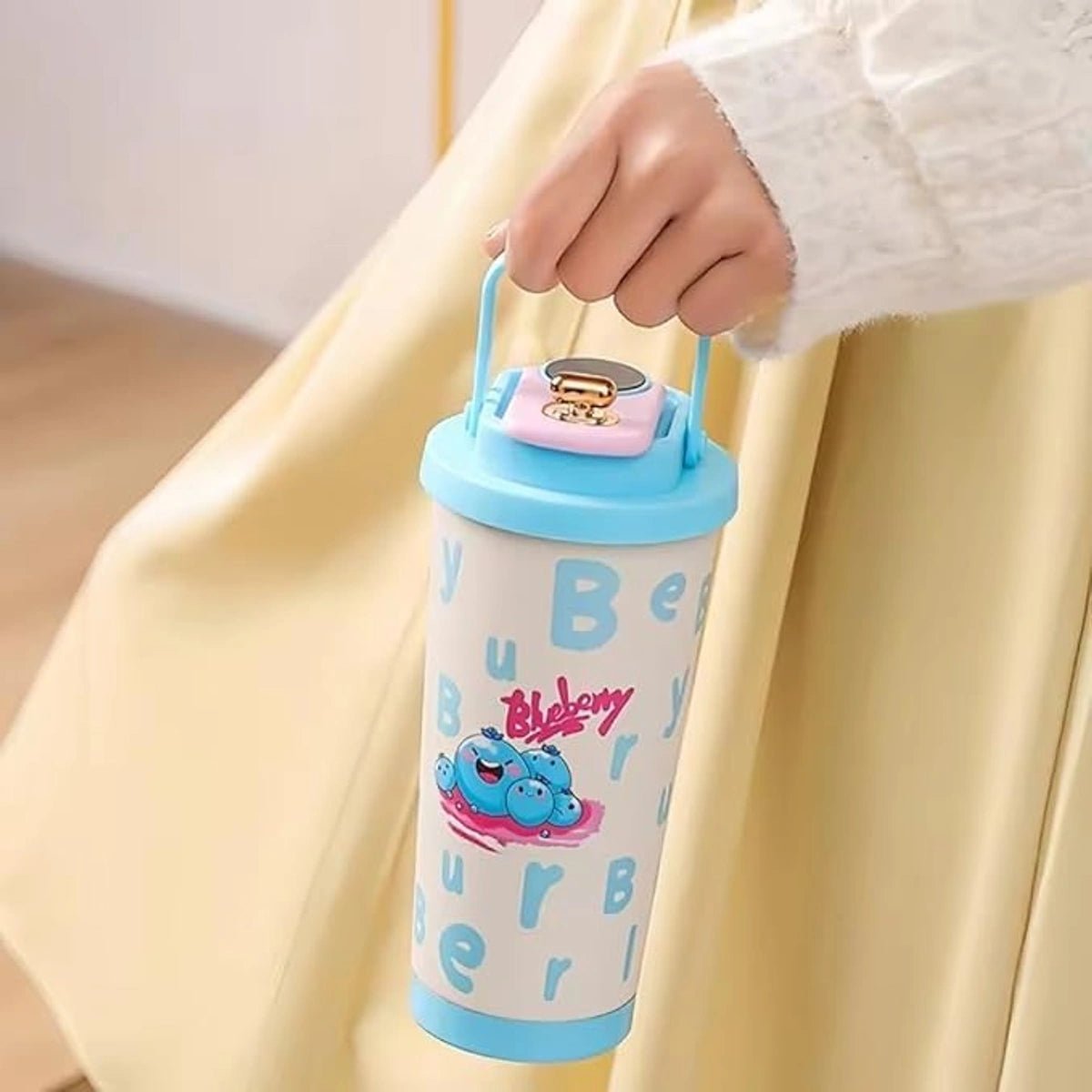 Digital Display Thermal Mug 600ML Cartoon Lily - Homazing