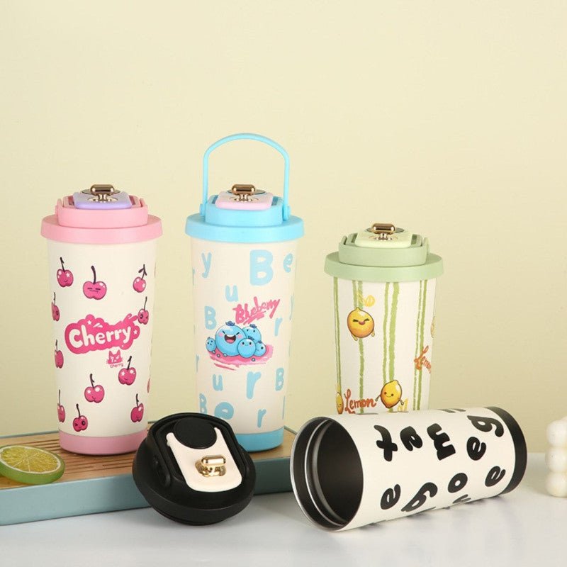 Digital Display Thermal Mug 600ML Cartoon Lily - Homazing