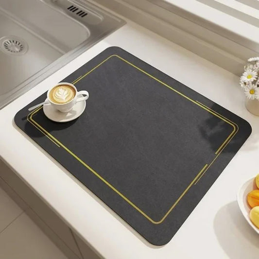 Anti-Slip Dish Drying/Dining Table Mat-Water Absorbent-(Design-F)