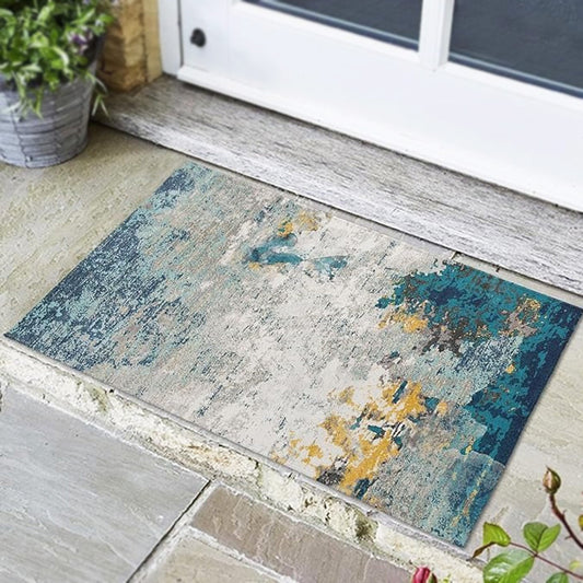 Foam Bath Mat Absorbent Non-Slip Navy Blue Ombre Design
