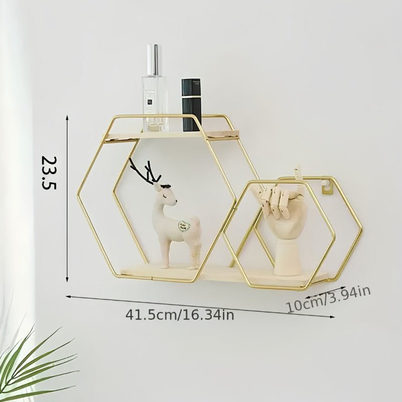 Double Layer Nordic Hexagon Wall Shelf - Homazing