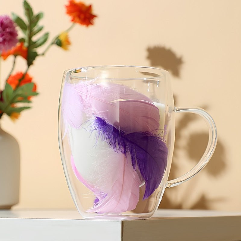 Double Wall Glass Drink Mug with Handle - Homazing