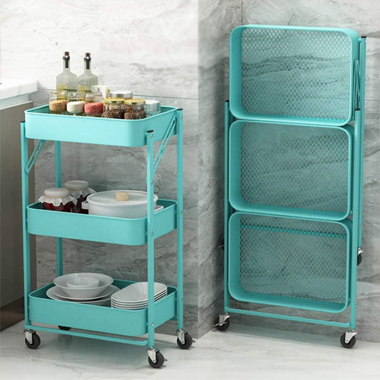 3 Tiers Foldable Storage Trolley Cart With Wheels