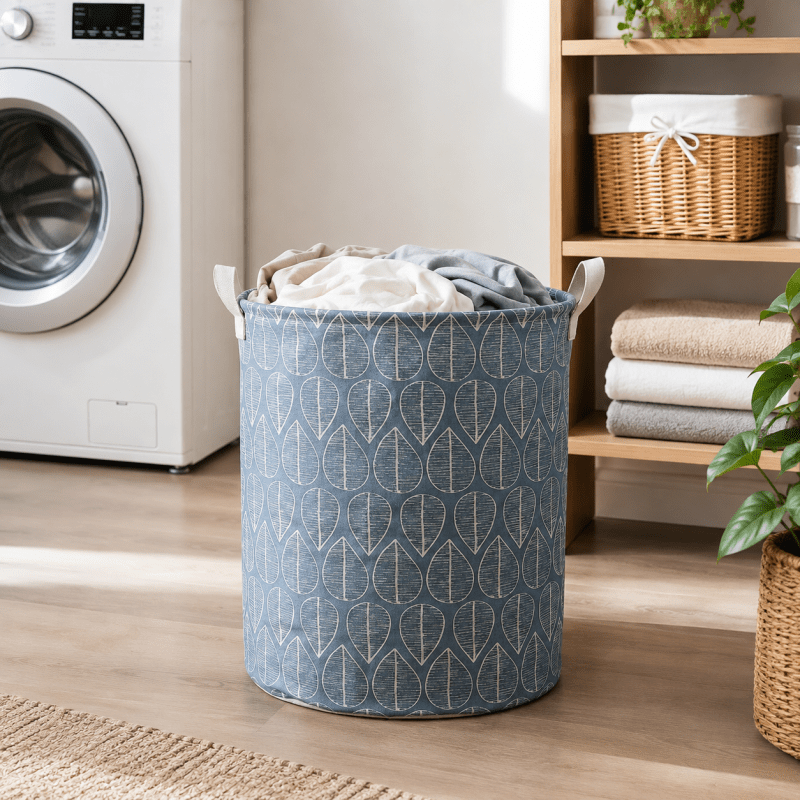 Foldable Laundry Basket Blue Leaf - Homazing
