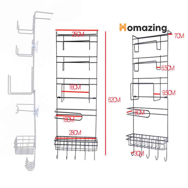 5-Tier Multi-Functional Storage Shelf For Hanging On The Fridge