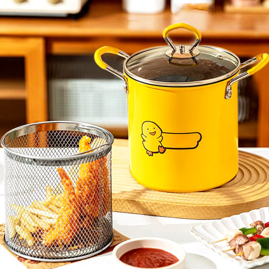 3L Deep Fryer Pot With Lid & Basket