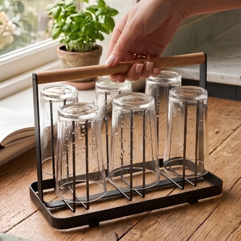 Glass Stand With Stylish Wooden Touch - Homazing