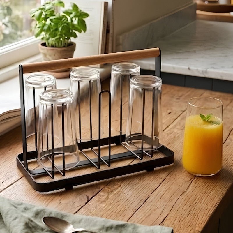 Glass Stand With Stylish Wooden Touch - Homazing