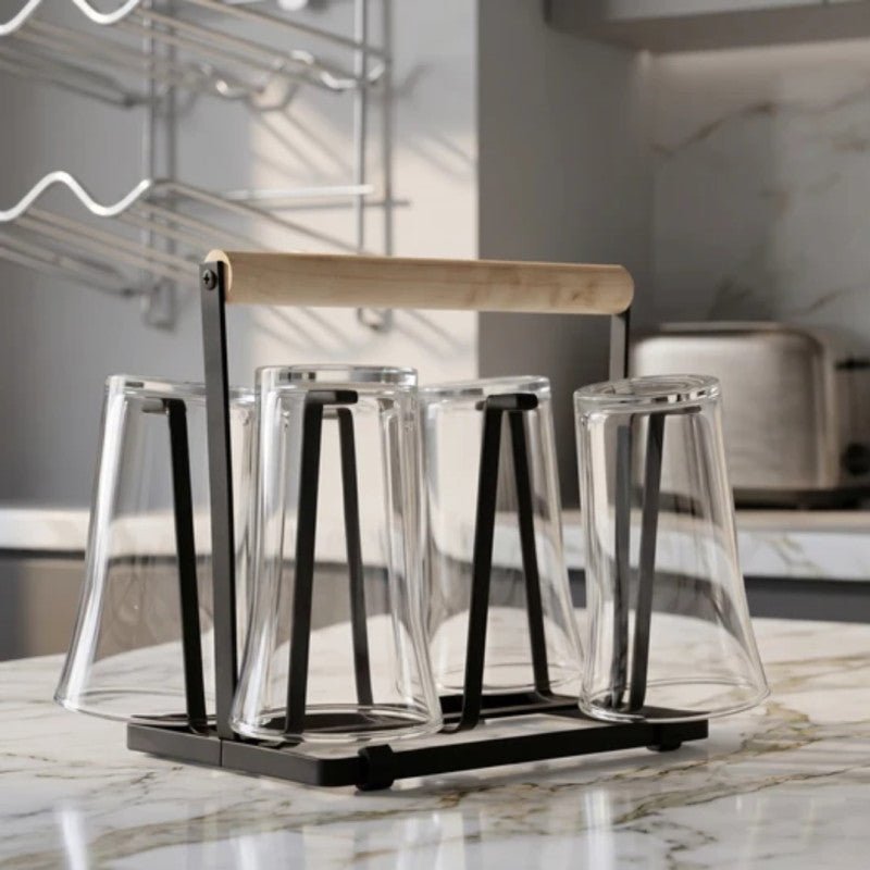 Glass Stand With Stylish Wooden Touch - Homazing
