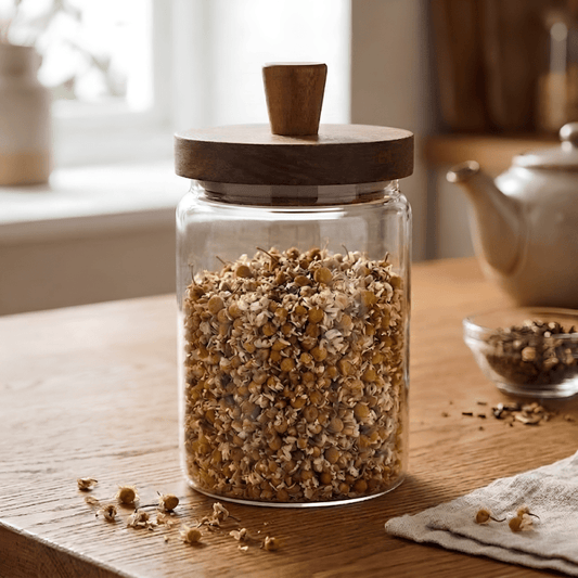 Glass Storage Jar With Wooden Lid 500ML - Homazing