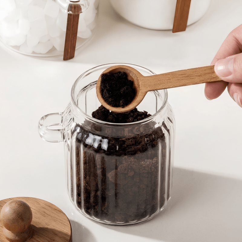 Glass Storage Jar with Wooden Lid & Spoon 500 ML - Homazing
